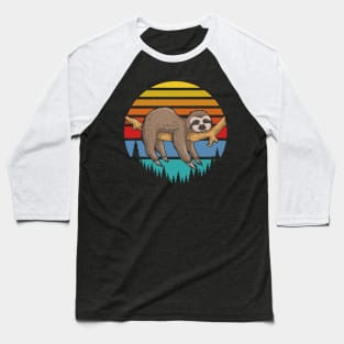 lazy Sloth on branch with Retro sunset. hoodie and Baseball T-Shirt